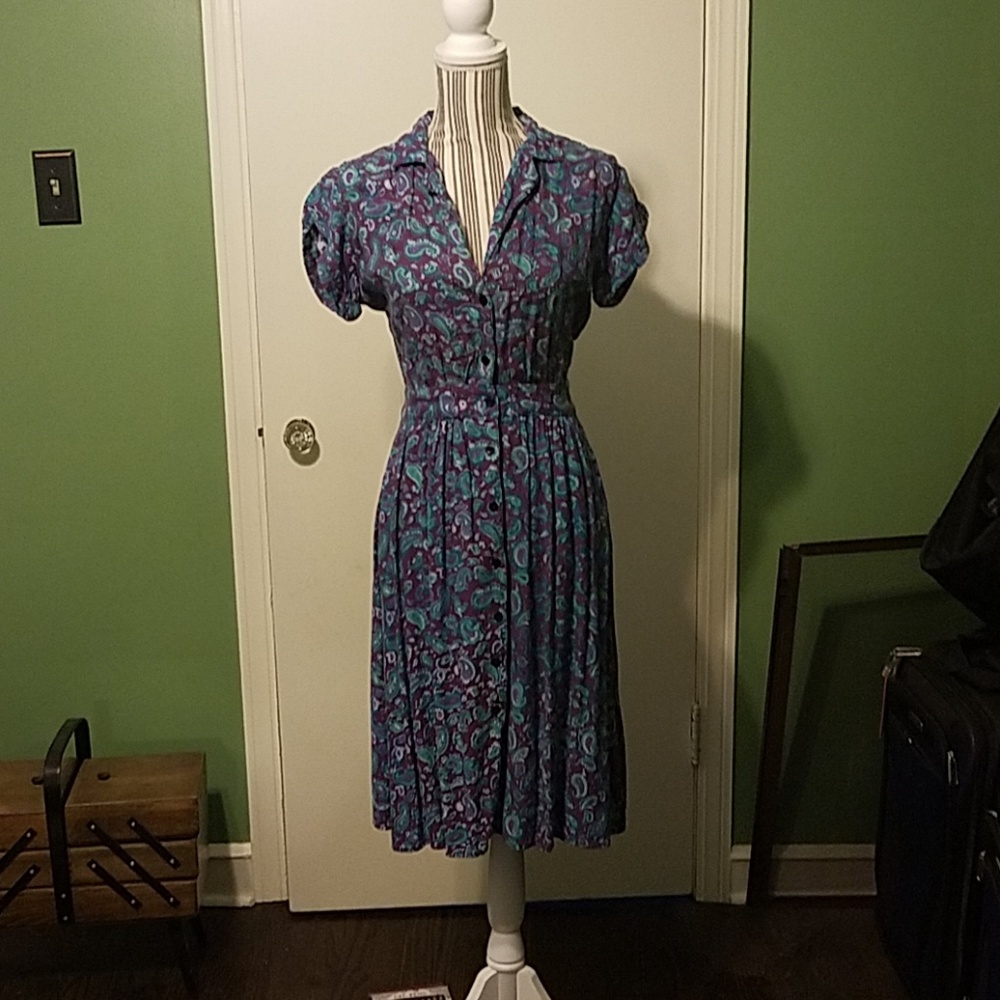 Purple paisley swing dress